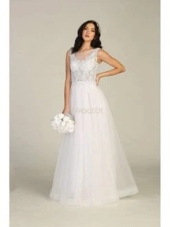 Formal Gowns May Queen - MQ1716 Lace Appliqued Bodice Tulle Dress