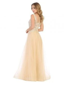 Formal Gowns May Queen - MQ1716 Lace Appliqued Bodice Tulle Dress