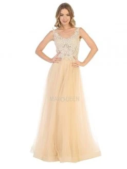Formal Gowns May Queen - MQ1716 Lace Appliqued Bodice Tulle Dress