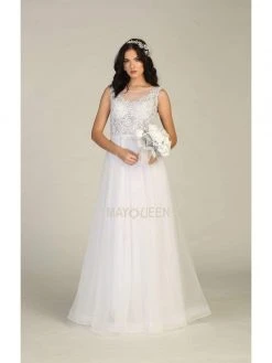 Formal Gowns May Queen - MQ1716 Lace Appliqued Bodice Tulle Dress