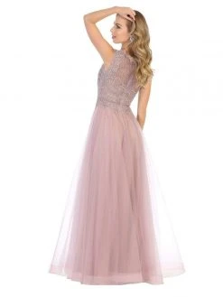 May Queen - MQ1717 Sheer Lattice Rendered Tulle Dress Formal Gowns