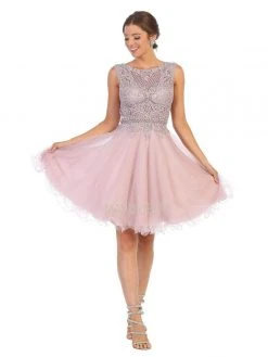 May Queen - MQ1751 Embroidered Bateau A-line Dress Cocktail Dresses