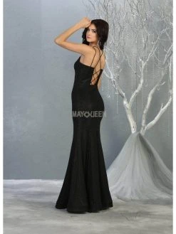 May Queen - MQ1806 Dual Straps Sweetheart Neck Long Dress - 1 Pc Black/Multi In Size 14 Available Formal Gowns