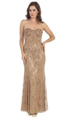 May Queen - MQ540 Strapless Sequined Lace Applique Dress 26 May Queen - MQ540 Strapless Sequined Lace Applique Dress