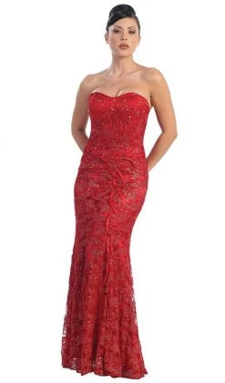 May Queen - MQ540 Strapless Sequined Lace Applique Dress 25 May Queen - MQ540 Strapless Sequined Lace Applique Dress