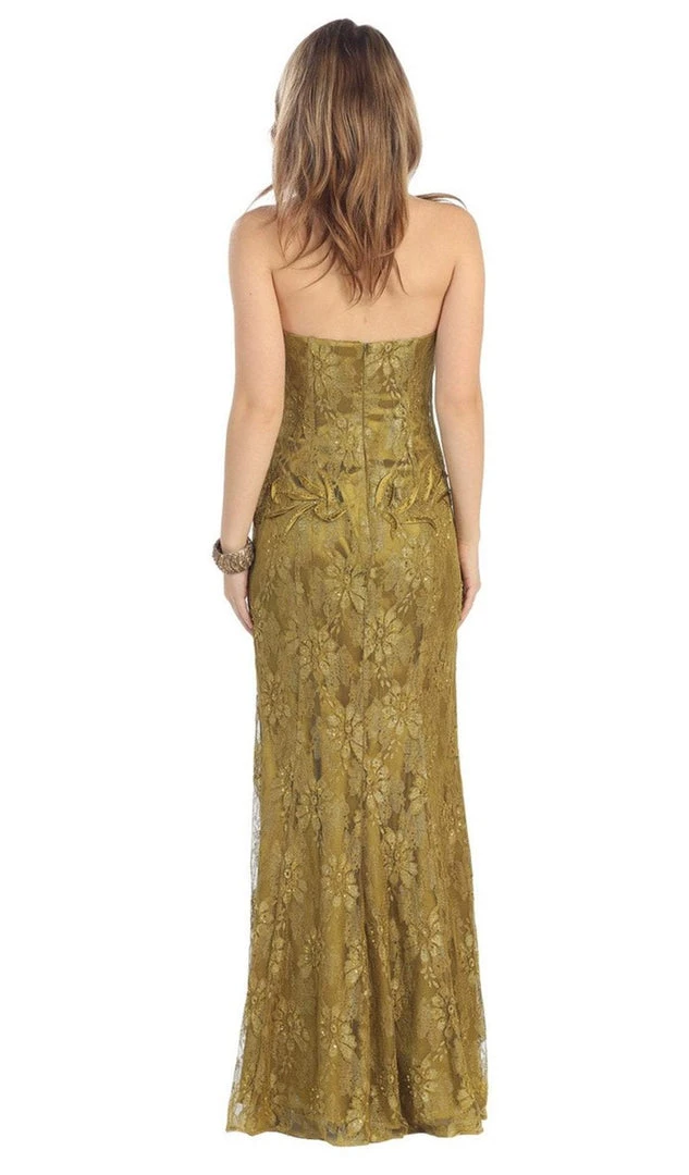 May Queen - MQ540 Strapless Sequined Lace Applique Dress 5 May Queen - MQ540 Strapless Sequined Lace Applique Dress