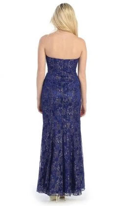 May Queen - MQ540 Strapless Sequined Lace Applique Dress 30 May Queen - MQ540 Strapless Sequined Lace Applique Dress