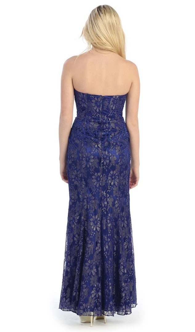 May Queen - MQ540 Strapless Sequined Lace Applique Dress 15 May Queen - MQ540 Strapless Sequined Lace Applique Dress