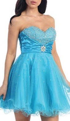 May Queen - MQ697 Bejeweled Bodice Strapless Sweetheart Cocktail Dress