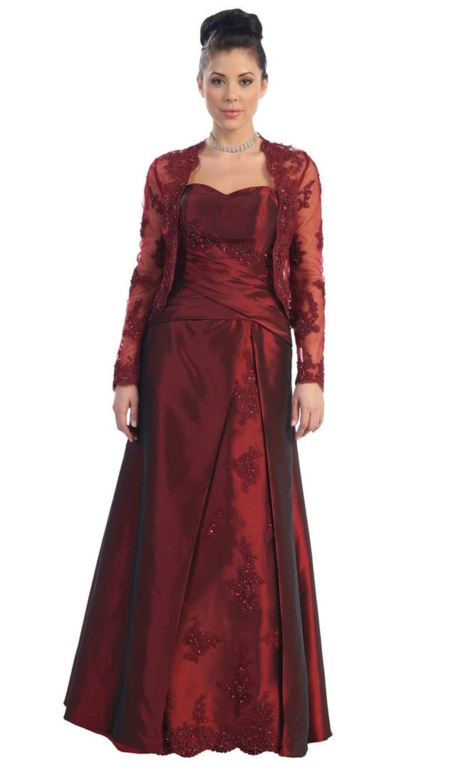 May Queen - MQ731 Appliqued Pleat Ornate Mother Of The Bride Formal Gowns 3 May Queen - MQ731 Appliqued Pleat Ornate Mother Of The Bride Formal Gowns