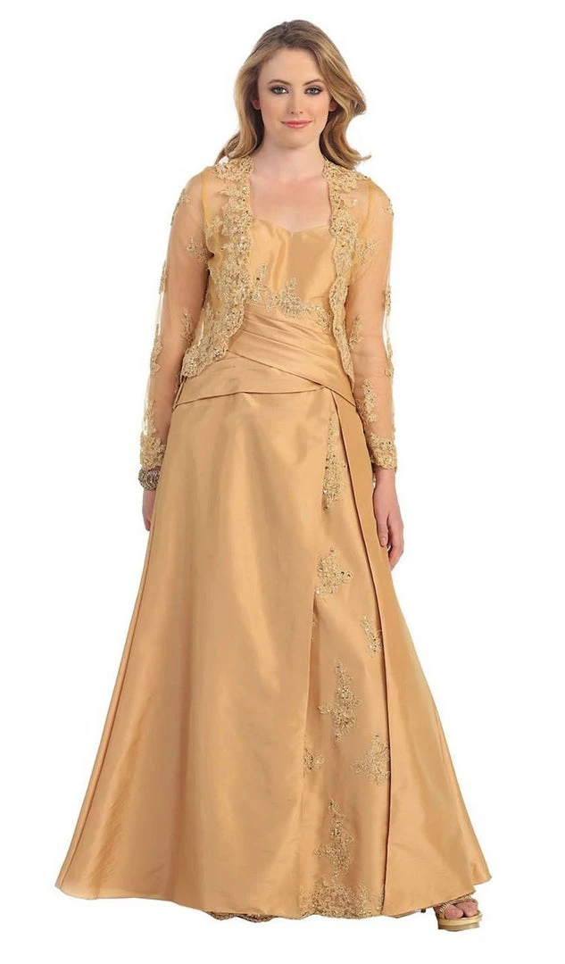 May Queen - MQ731 Appliqued Pleat Ornate Mother Of The Bride Formal Gowns 8 May Queen - MQ731 Appliqued Pleat Ornate Mother Of The Bride Formal Gowns