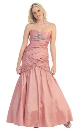 May Queen - MQ761 Strapless Sweetheart Twisted Trumpet Prom Gown Formal Gowns