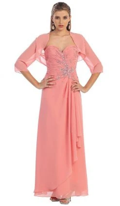 Formal Gowns May Queen - MQ838 Strapless Sweetheart Formal Gown With Quarter Sleeve Bolero 12 Formal Gowns May Queen - MQ838 Strapless Sweetheart Formal Gown With Quarter Sleeve Bolero
