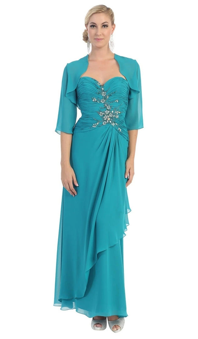 Formal Gowns May Queen - MQ838 Strapless Sweetheart Formal Gown With Quarter Sleeve Bolero 8 Formal Gowns May Queen - MQ838 Strapless Sweetheart Formal Gown With Quarter Sleeve Bolero