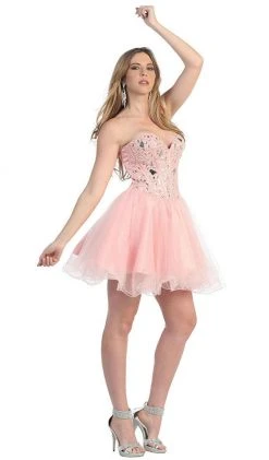 Cocktail Dresses May Queen - MQ873 Strapless Sweetheart Corset Cocktail Dress 25 Cocktail Dresses May Queen - MQ873 Strapless Sweetheart Corset Cocktail Dress