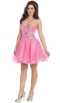 Cocktail Dresses May Queen - MQ873 Strapless Sweetheart Corset Cocktail Dress 32 Cocktail Dresses May Queen - MQ873 Strapless Sweetheart Corset Cocktail Dress