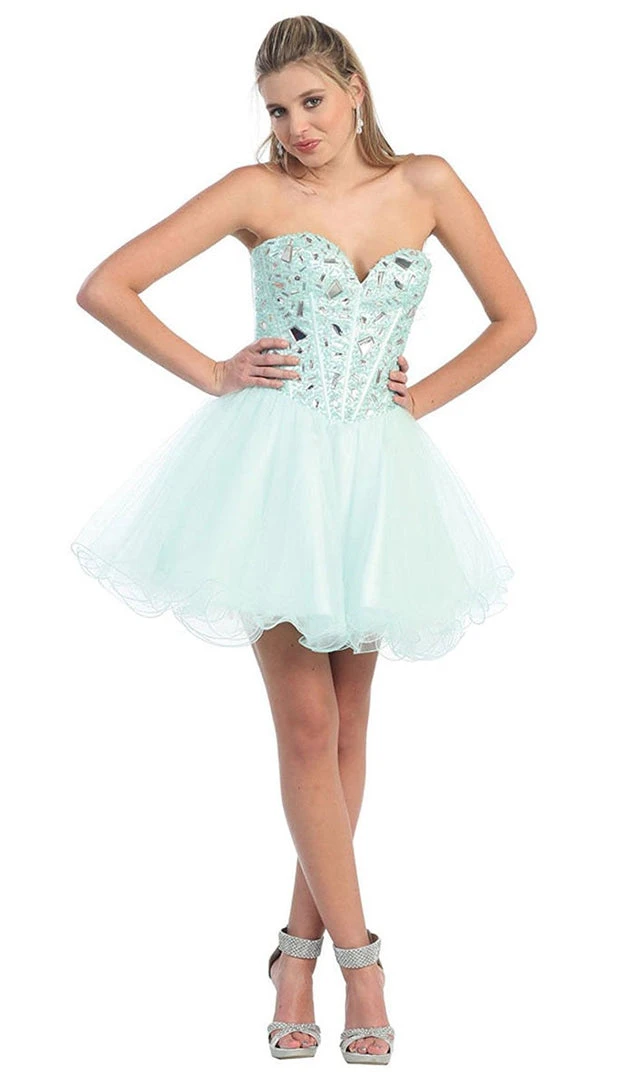 Cocktail Dresses May Queen - MQ873 Strapless Sweetheart Corset Cocktail Dress 8 Cocktail Dresses May Queen - MQ873 Strapless Sweetheart Corset Cocktail Dress