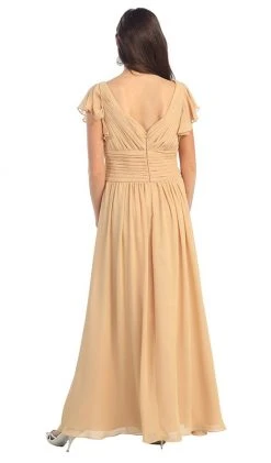 May Queen - MQ924 Butterfly Sleeve Ruched V-Neck Draping Evening Dress Formal Gowns 8 May Queen - MQ924 Butterfly Sleeve Ruched V-Neck Draping Evening Dress Formal Gowns
