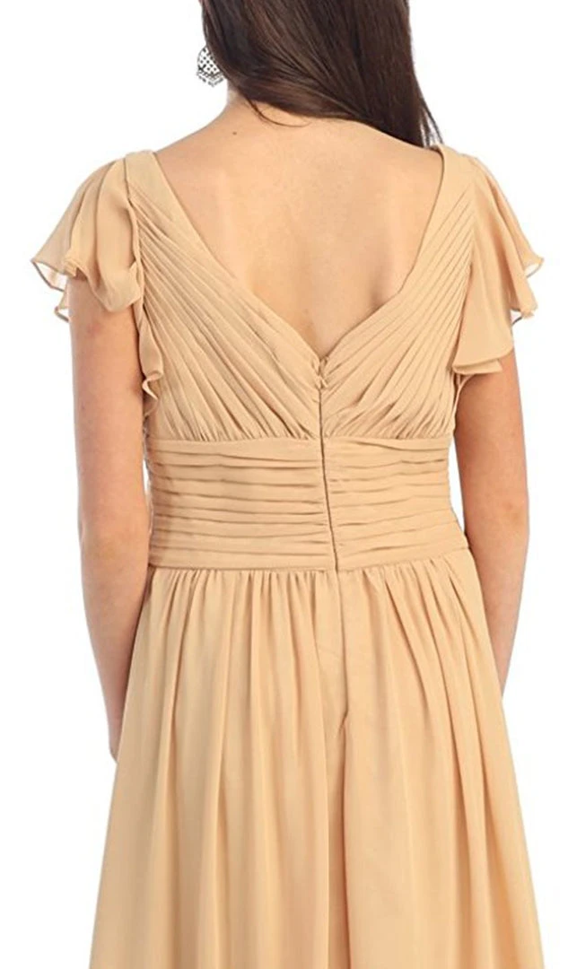 May Queen - MQ924 Butterfly Sleeve Ruched V-Neck Draping Evening Dress Formal Gowns 6 May Queen - MQ924 Butterfly Sleeve Ruched V-Neck Draping Evening Dress Formal Gowns