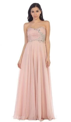 Formal Gowns May Queen - MQ981 Embellished Ruched Sweetheart Chiffon Prom Dress
