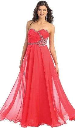 Formal Gowns May Queen - MQ981 Embellished Ruched Sweetheart Chiffon Prom Dress