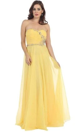 Formal Gowns May Queen - MQ981 Embellished Ruched Sweetheart Chiffon Prom Dress