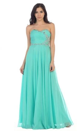 Formal Gowns May Queen - MQ981 Embellished Ruched Sweetheart Chiffon Prom Dress