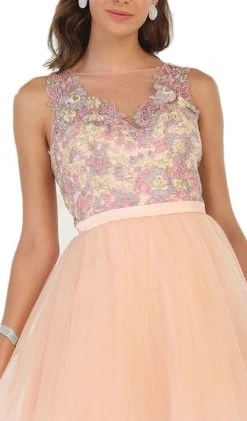 May Queen - Multi-Colored Sheer Bateau A-line Cocktail Dress 10 May Queen - Multi-Colored Sheer Bateau A-line Cocktail Dress