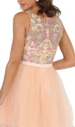 May Queen - Multi-Colored Sheer Bateau A-line Cocktail Dress 12 May Queen - Multi-Colored Sheer Bateau A-line Cocktail Dress