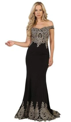 May Queen - Off Shoulder Appliqued Fitted Prom Dress RQ7586 Formal Gowns