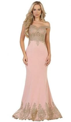 May Queen - Off Shoulder Appliqued Fitted Prom Dress RQ7586 Formal Gowns