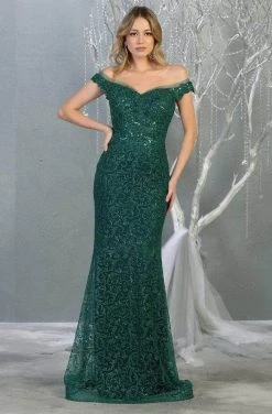 May Queen - Off Shoulder Sequin Evening Dress RQ7879 - 1 Pc Champagne/ Gold In Size 20 Available Formal Gowns