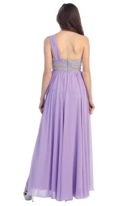 May Queen - One Shoulder Strap Bejeweled Chiffon Dress MQ748 Formal Gowns 24 May Queen - One Shoulder Strap Bejeweled Chiffon Dress MQ748 Formal Gowns