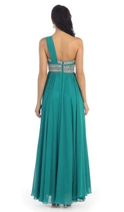 May Queen - One Shoulder Strap Bejeweled Chiffon Dress MQ748 Formal Gowns 21 May Queen - One Shoulder Strap Bejeweled Chiffon Dress MQ748 Formal Gowns