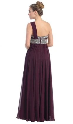 May Queen - One Shoulder Strap Bejeweled Chiffon Dress MQ748 Formal Gowns 23 May Queen - One Shoulder Strap Bejeweled Chiffon Dress MQ748 Formal Gowns