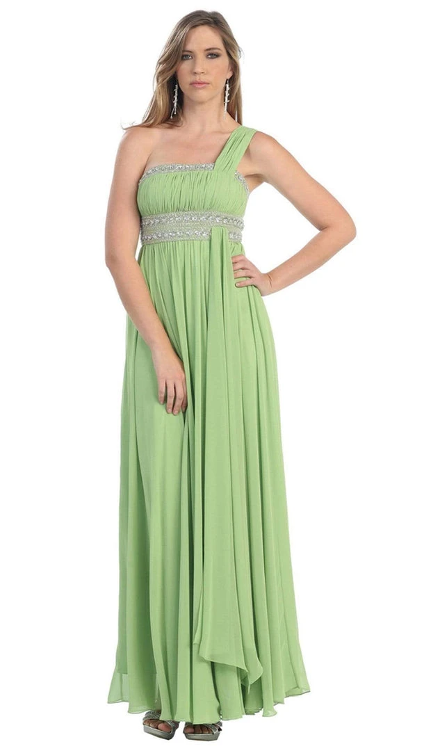May Queen - One Shoulder Strap Bejeweled Chiffon Dress MQ748 Formal Gowns 11 May Queen - One Shoulder Strap Bejeweled Chiffon Dress MQ748 Formal Gowns