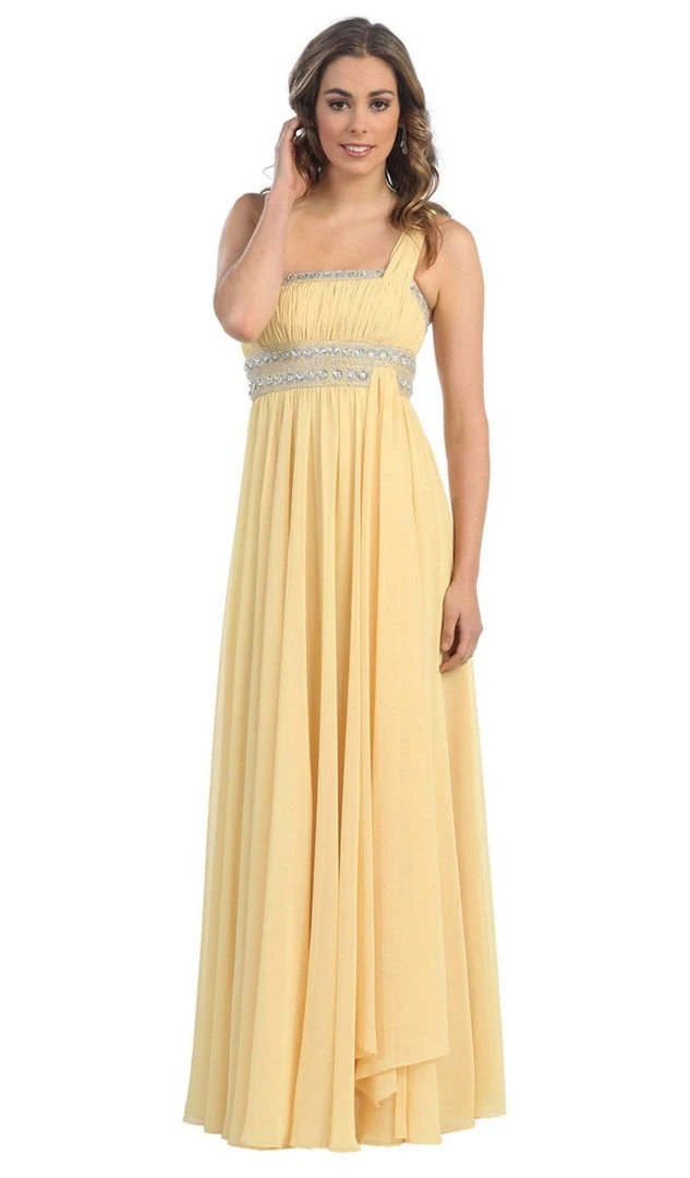 May Queen - One Shoulder Strap Bejeweled Chiffon Dress MQ748 Formal Gowns 12 May Queen - One Shoulder Strap Bejeweled Chiffon Dress MQ748 Formal Gowns