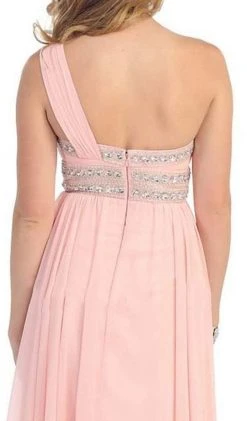 May Queen - One Shoulder Strap Bejeweled Chiffon Dress MQ748 Formal Gowns 31 May Queen - One Shoulder Strap Bejeweled Chiffon Dress MQ748 Formal Gowns