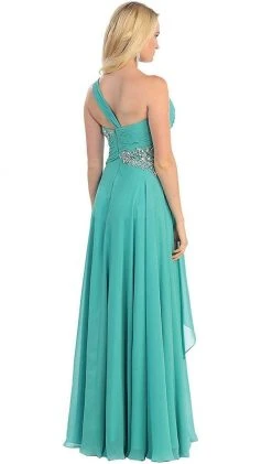May Queen - One Shoulder Strapped Sweetheart Evening Dress