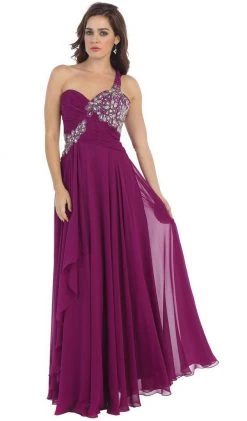 May Queen - One Shoulder Strapped Sweetheart Evening Dress