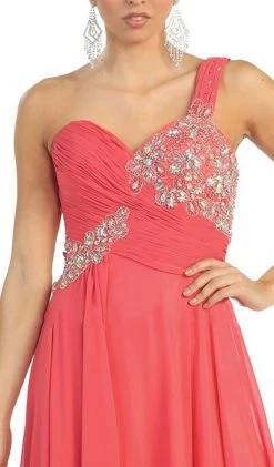 May Queen - One Shoulder Strapped Sweetheart Evening Dress