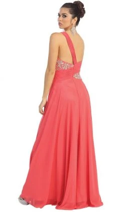 May Queen - One Shoulder Strapped Sweetheart Evening Dress