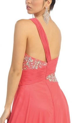 May Queen - One Shoulder Strapped Sweetheart Evening Dress
