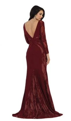 May Queen - Paneled Sheer Lace Sheath Long Evening Gown 12 May Queen - Paneled Sheer Lace Sheath Long Evening Gown