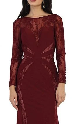 May Queen - Paneled Sheer Lace Sheath Long Evening Gown 11 May Queen - Paneled Sheer Lace Sheath Long Evening Gown