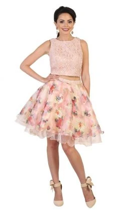 Cocktail Dresses May Queen - Pearl Embellished Two-Piece Cocktail Dress