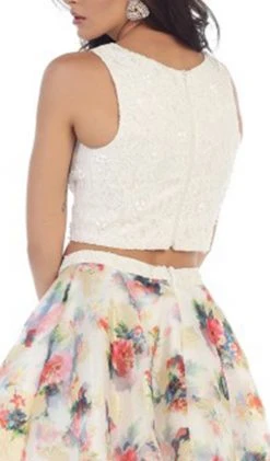 Cocktail Dresses May Queen - Pearl Embellished Two-Piece Cocktail Dress