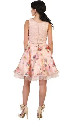 Cocktail Dresses May Queen - Pearl Embellished Two-Piece Cocktail Dress