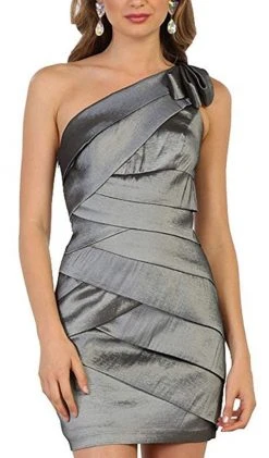 Cocktail Dresses May Queen - Pleated One Shoulder Strap Cocktail Dress