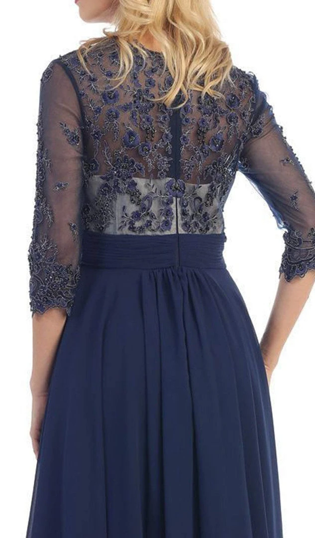 May Queen - Quarter Sleeve Illusion Empire Formal Dress Formal Gowns 9 May Queen - Quarter Sleeve Illusion Empire Formal Dress Formal Gowns